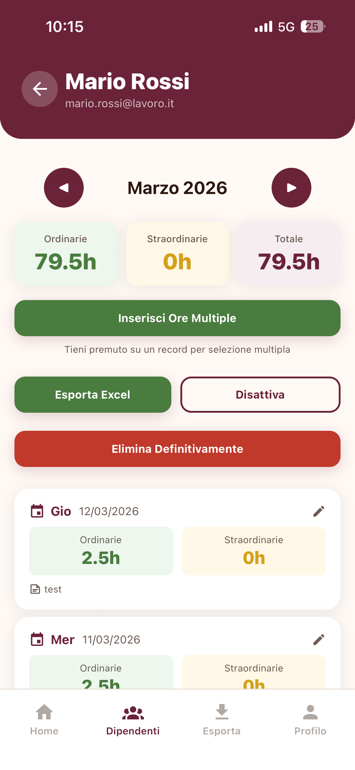 Dettaglio Dipendente