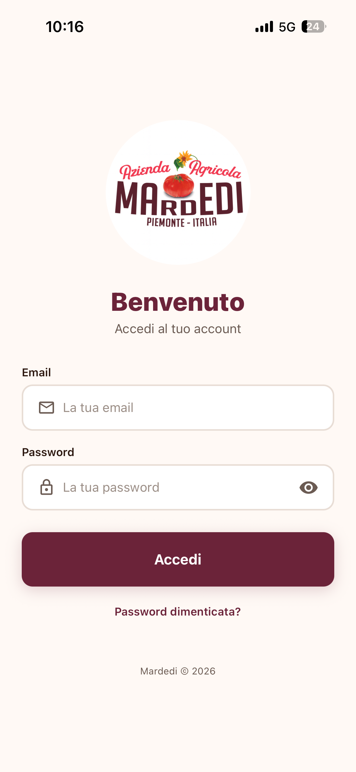 Schermata di Login